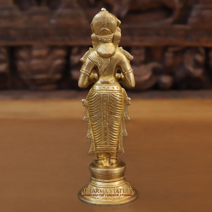 Brass Deep Lady, Holding A Diya, Fine Golden Finish 9.5"