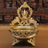 Brass Ganesh Urli, Fine Golden Finish 12" Front View