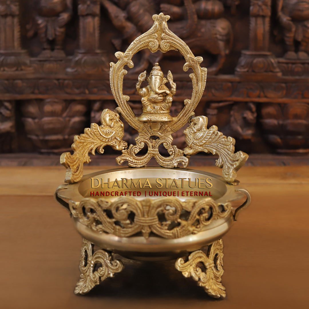 Brass Ganesh Urli, Enhance Your Decor, Fine Golden Finish 12"