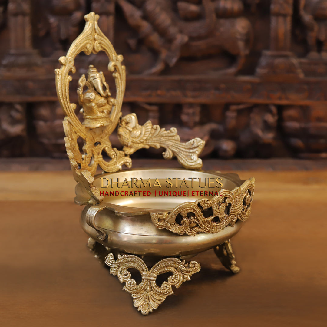 Brass Ganesh Urli, Enhance Your Decor, Fine Golden Finish 12"