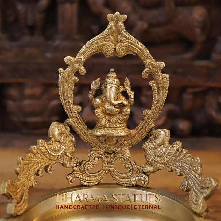 Brass Ganesh Urli, Enhance Your Decor, Fine Golden Finish 12"