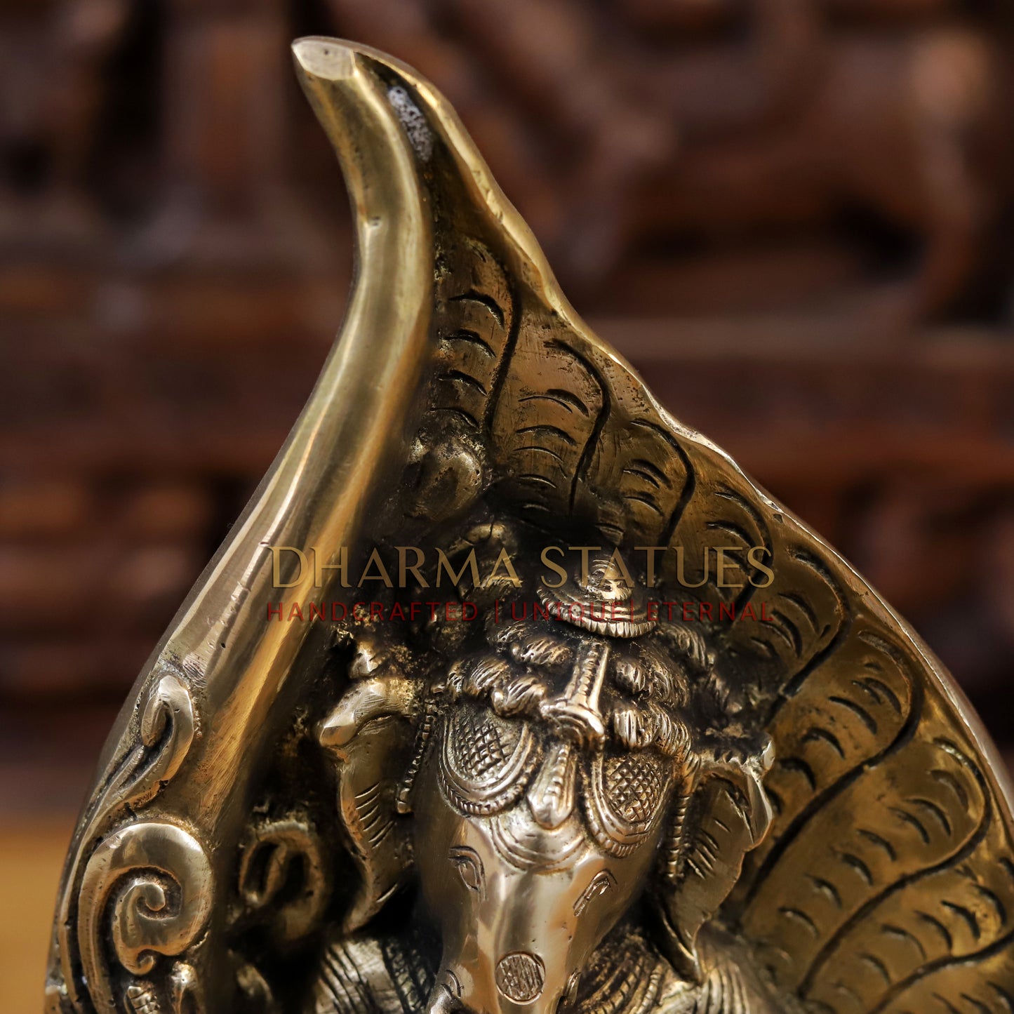 Brass Ganesh in Sacred Shankh, Fine Golden Finish, 12"