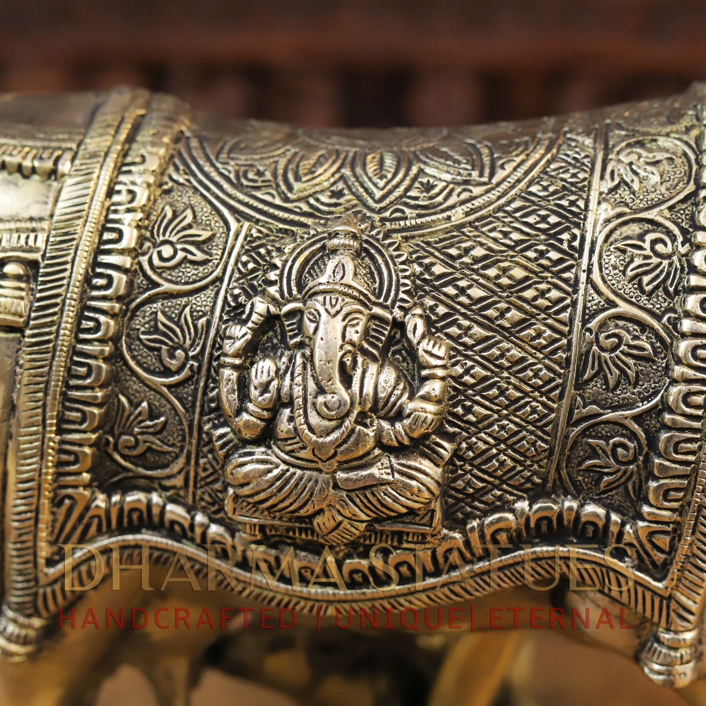 Brass Cow and Calf with Lakshmi Embosed on Back, Smooth finish 11.5”