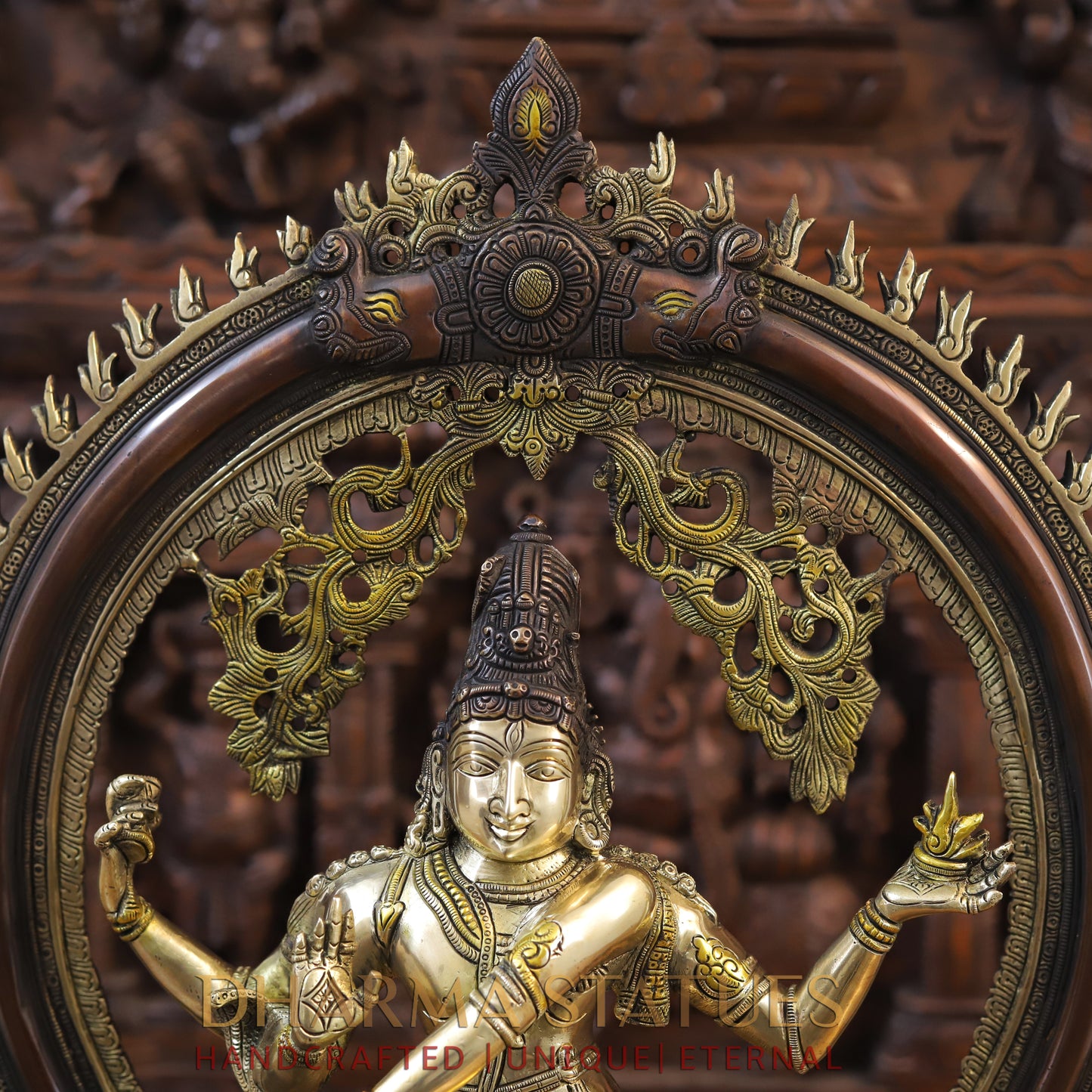 Brass Natraj Statue, Fine Copper and Golden Finish 26.5"