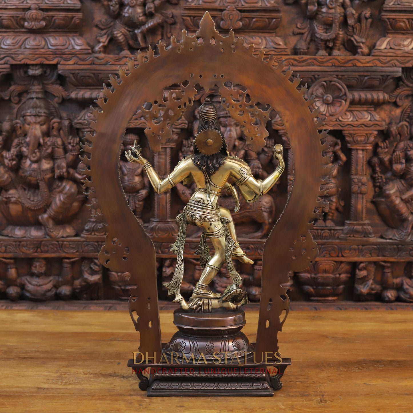 Brass Natraj Statue, Fine Copper and Golden Finish 26.5"