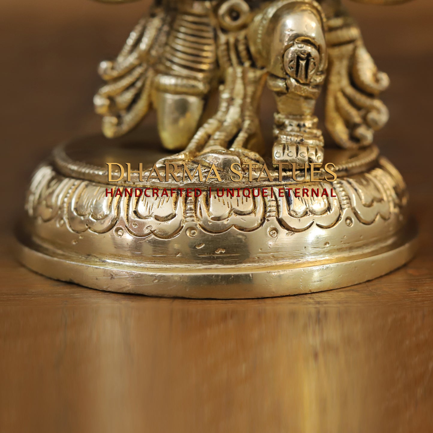 Brass Garuda Idol, Seated on Lotus, Fine Golden Finish 5.5"