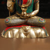 Brass Shiva Idol, Abhay Mudra,  Intricate Stonework with Golden finish, 17"