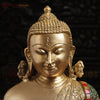 Brass Kundal Buddha Idol, Fine Golden and Stone Work 12.5"