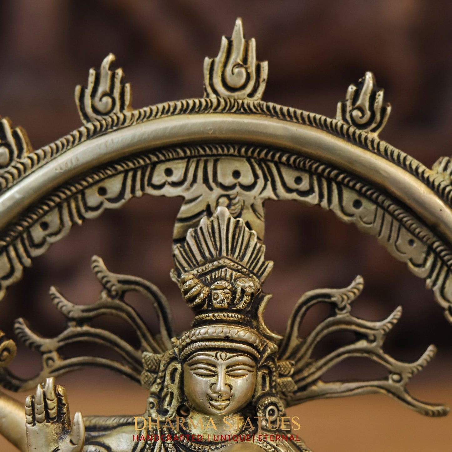 Brass Natraj Idol, Fine Golden Finish 9.5"