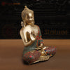 Brass Kundal Buddha Idol, Fine Golden and Stone Work 12.5"