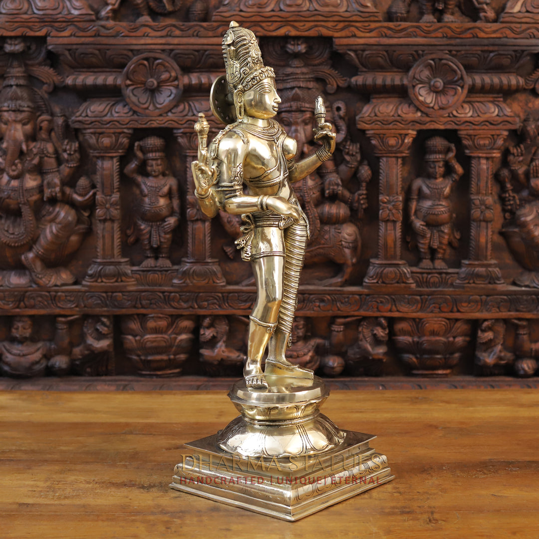 Brass Ardhanarishvara Standing, Fine Gold Finish, 23.5"