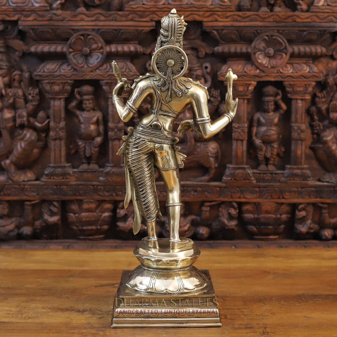 Brass Ardhanarishvara Standing, Fine Gold Finish, 23.5"