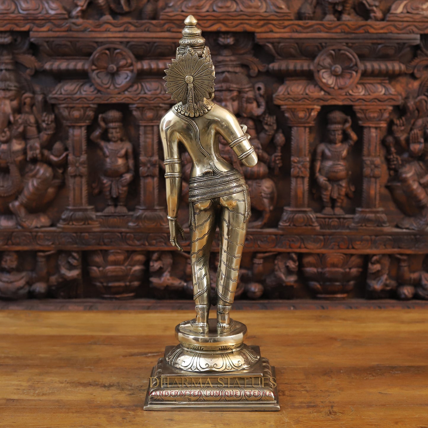 Brass Parvati Standing, Fine Golden Finish, 23.5"