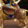 Brass Ornated Durga Idol with Intricate Detailing, Sitting on Lion, Gold Finish, 21.5"