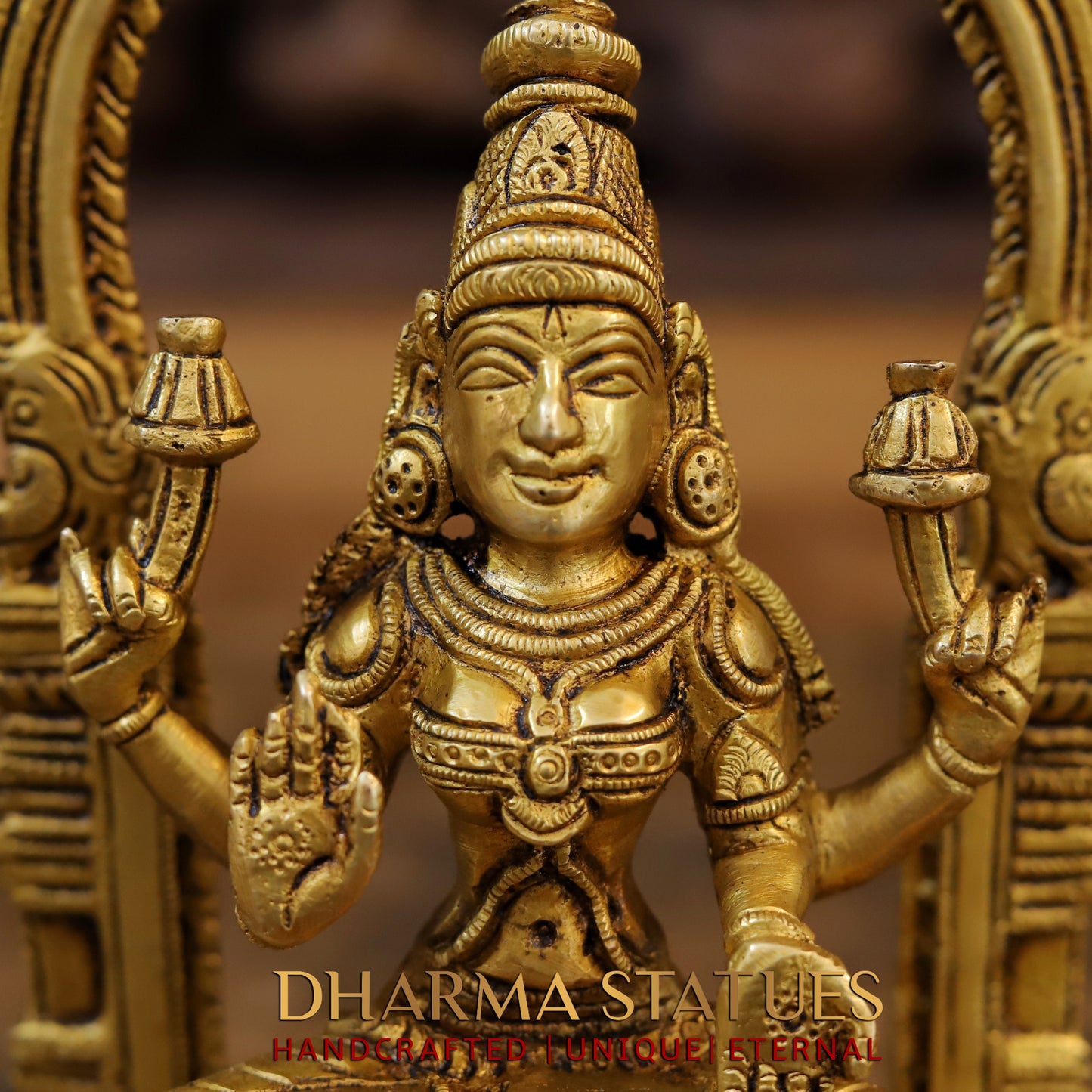 Brass Laxmi with Frame, Fine Golden Finish, 9.5"