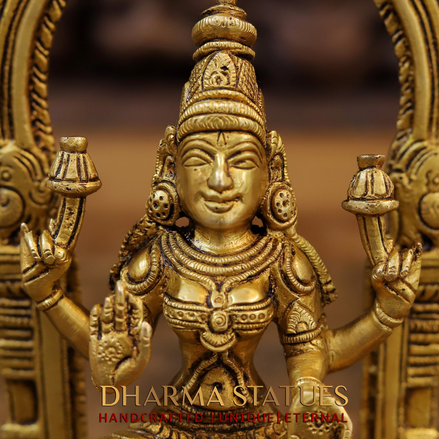 Brass Laxmi with Frame, Fine Golden Finish, 9.5"