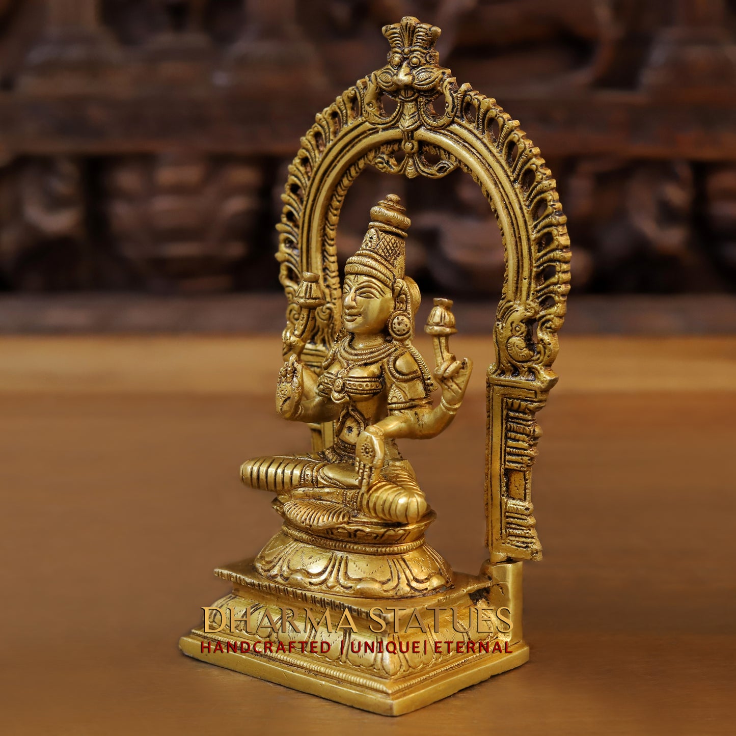 Brass Laxmi with Frame, Fine Golden Finish, 9.5"