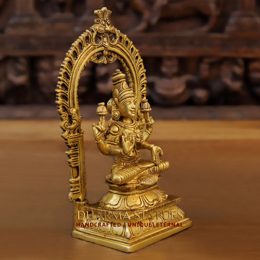 Brass Laxmi with Frame, Fine Golden Finish, 9.5"