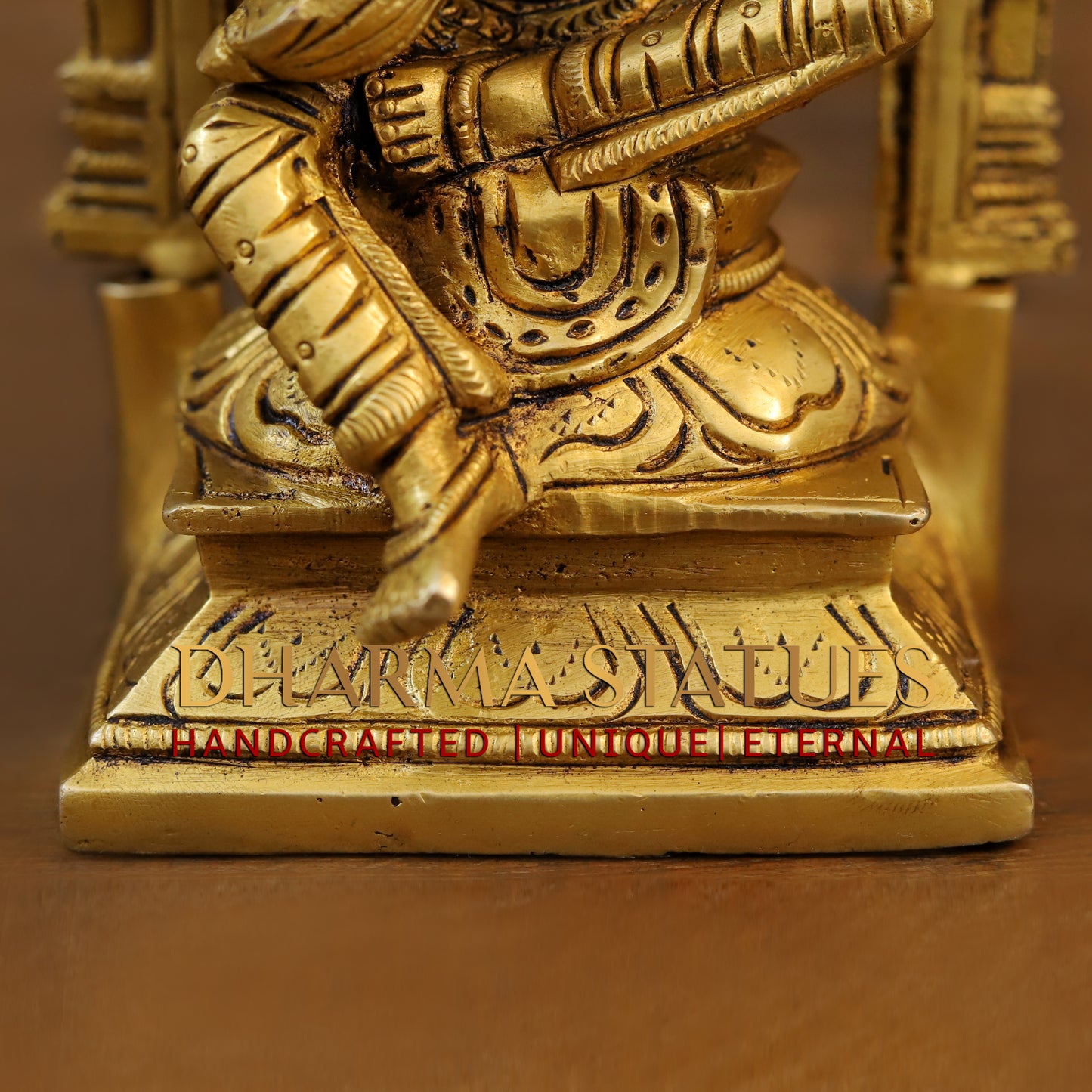 Brass Laxmi Seated with Frame, Fine Golden Finish, 9.5"