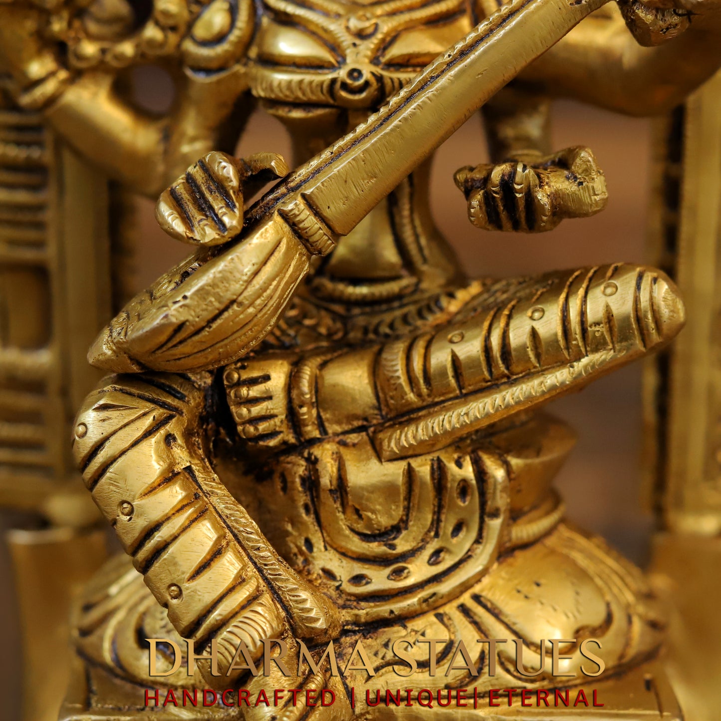 Brass Laxmi Seated with Frame, Fine Golden Finish, 9.5"