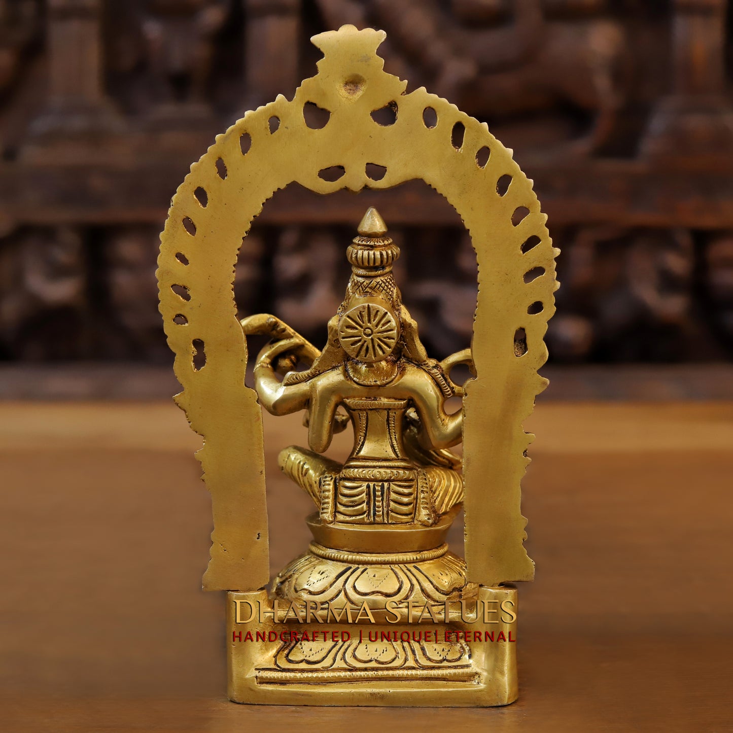 Brass Laxmi Seated with Frame, Fine Golden Finish, 9.5"
