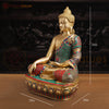 Brass Kundal Buddha Sitting on a Lotus, Fine Golden and Stone work 21"