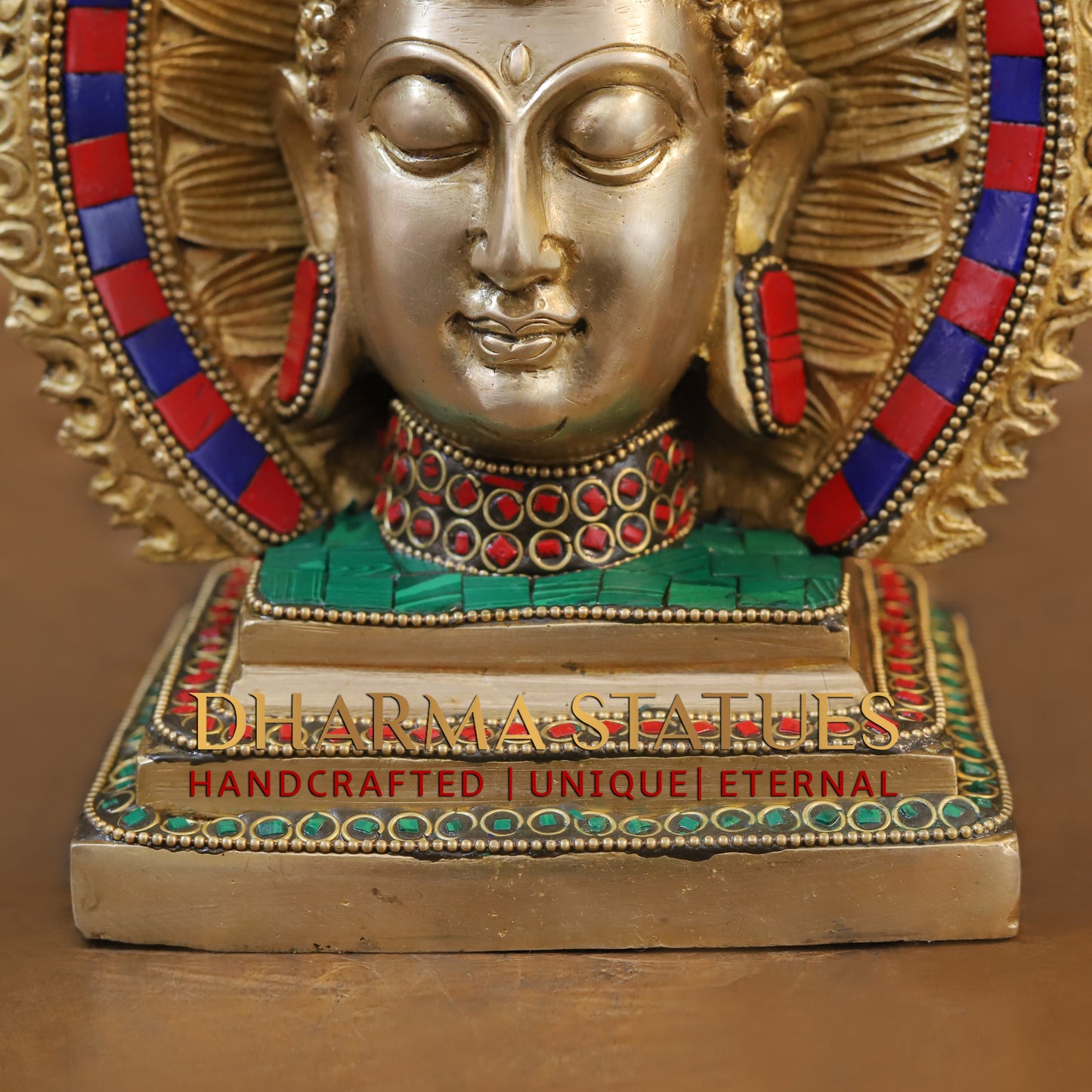 Brass Buddha Candle, Golden & Stonework, 12"