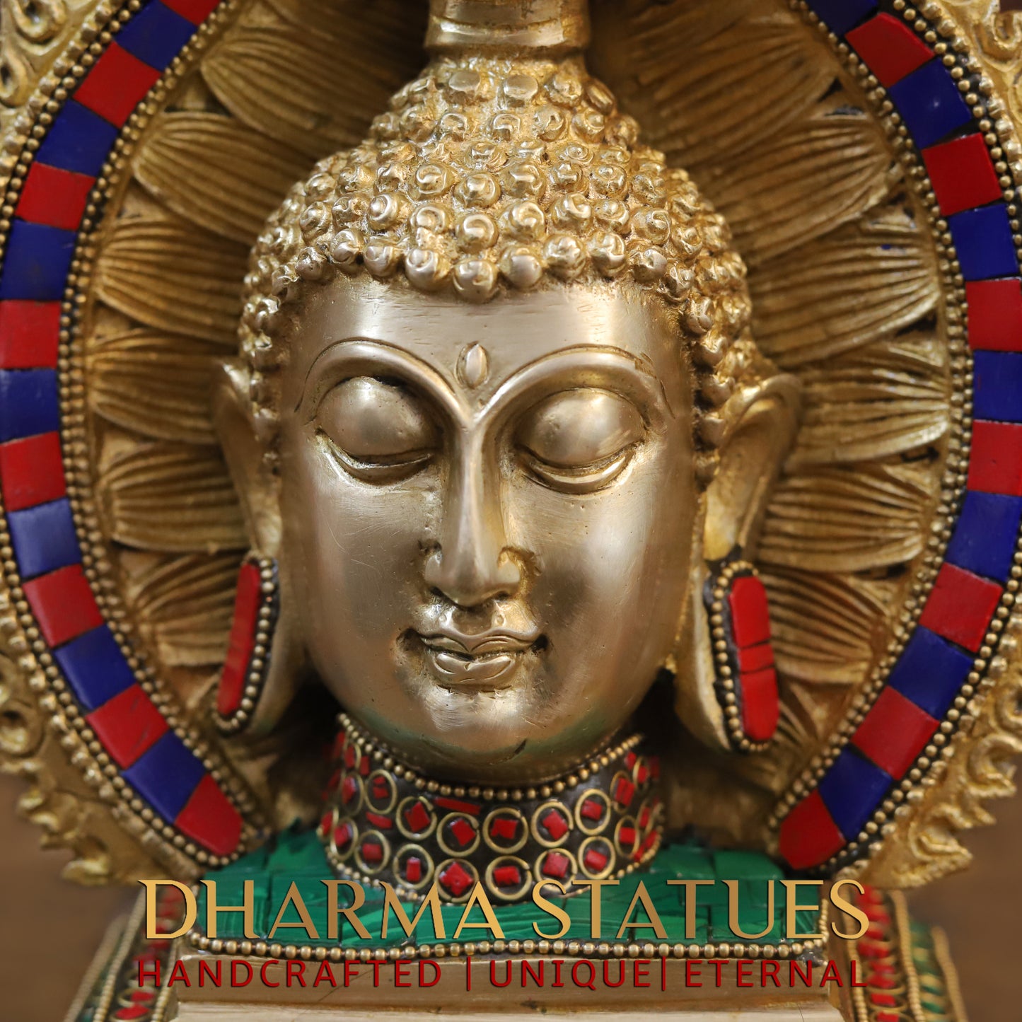 Brass Buddha Candle, Golden & Stonework, 12"