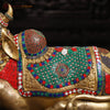 Brass Nandi Statue, Jewel-Adorned Protector , Stone work 13.5"