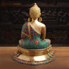 Brass Kundal Buddha Statue, Fine Golden and Stone Finish 20"