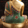 Brass Kundal Buddha Statue, Fine Golden and Stone Finish 20"