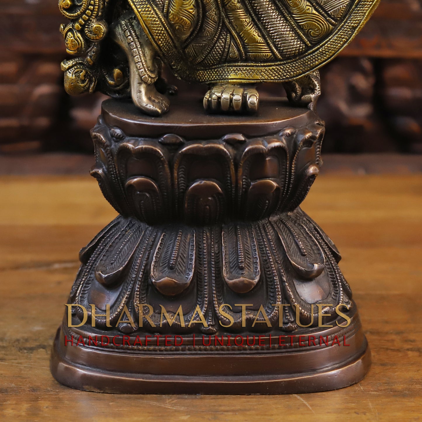 Brass Krishna Playing Flute, Golden & Copper Finish, 30"