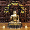 Brass Buddha Statue, Seated Under the Tree, Fine Golden Finish 29"