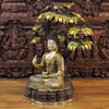 Brass Buddha Statue, Seated Under the Tree, Fine Golden Finish 29" side view