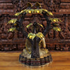 Brass Buddha Statue, Seated Under the Tree, Fine Golden Finish 29" back view