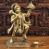 Brass Lord Hanuman, Holding Mountain, Fine Golden Finish 27"