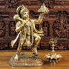 Brass Lord Hanuman, Holding Mountain, Fine Golden Finish 27"