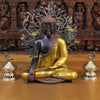 Brass Buddha Idol, Seated, Black patina and Golden Finish 15"