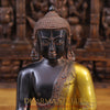 Brass Buddha Idol, Seated, Black patina and Golden Finish 15"