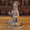 Brass Hanuman Statue, Seated with Black Patina and Radiant Gold, 12.5"