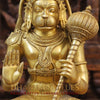 Brass Hanuman Idol, Seated on a Lotus, Fine Golden Finish 18"