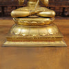 Brass Hanuman Idol, Seated on a Lotus, Fine Golden Finish 18"