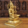 Brass Hanuman Idol, Seated on a Lotus, Fine Golden Finish 18"