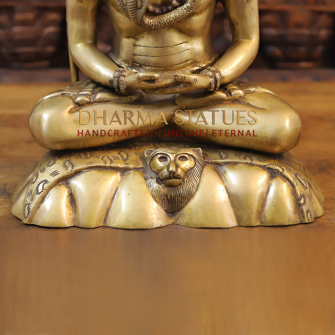 Brass Shiva Idol, Seated, Fine Golden Finish 17"