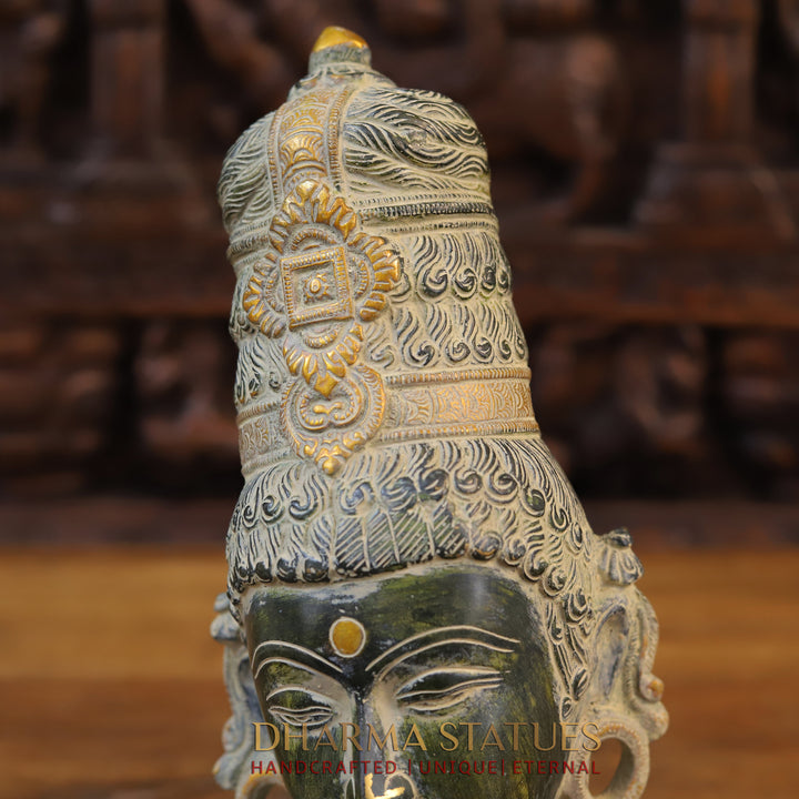 Brass Parvati Idol, Parvati Head, Black Patina Finish 12"