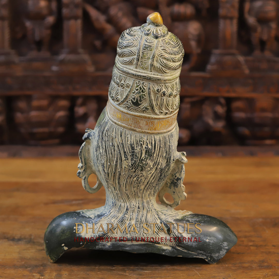 Brass Parvati Idol, Parvati Head, Black Patina Finish 12"