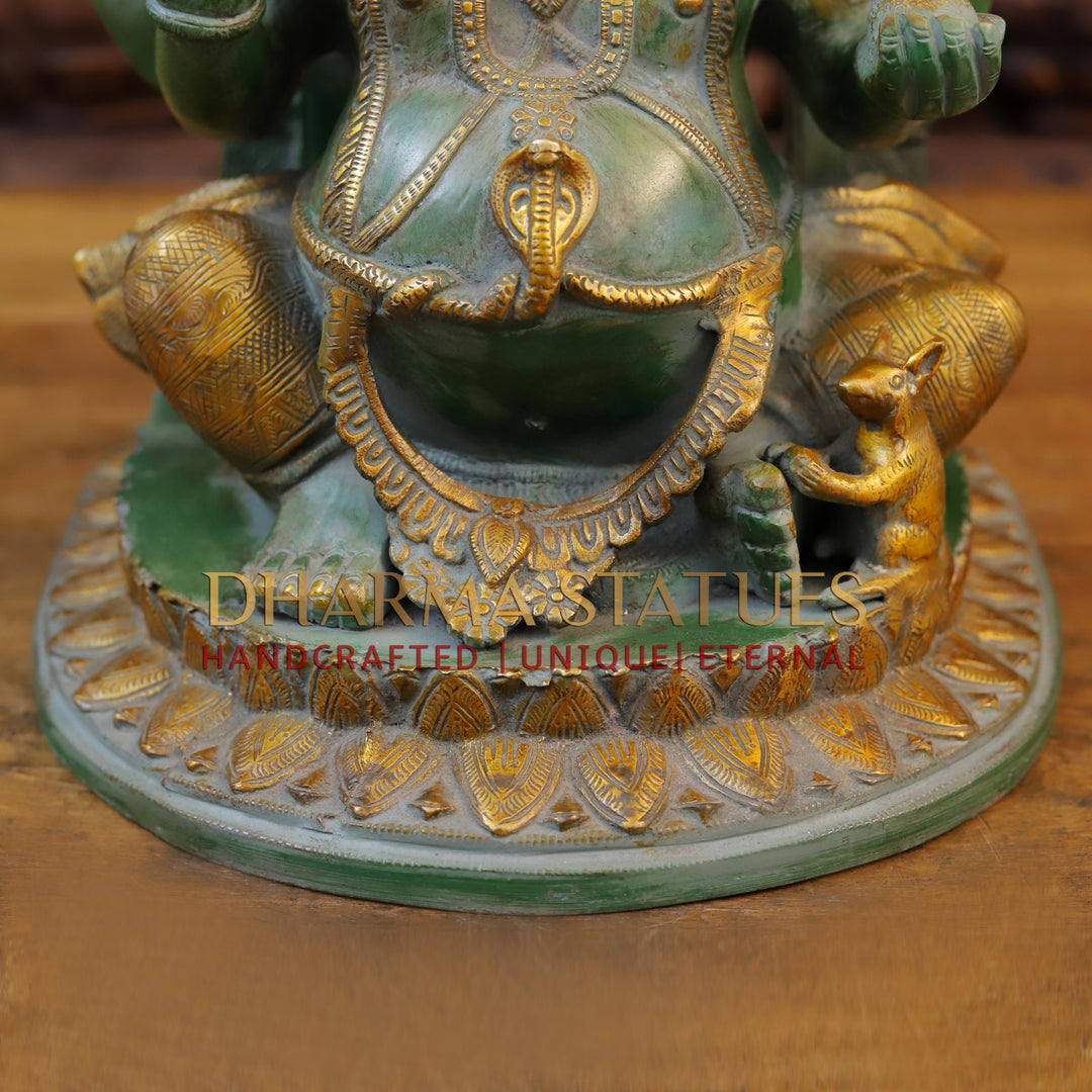 Brass Ganesh Frame, Green Patina Finish 16"