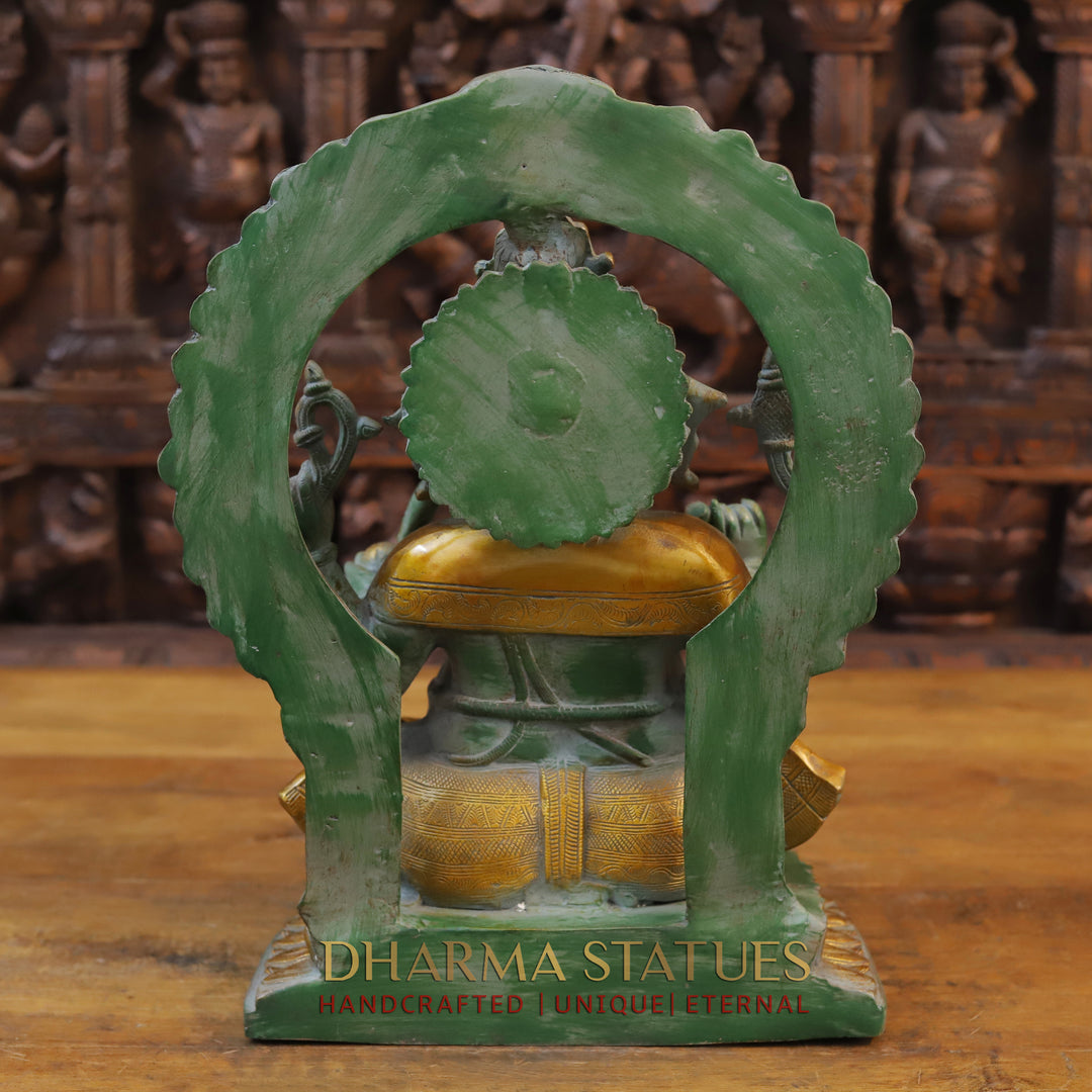 Brass Ganesh Frame, Green Patina Finish 16"