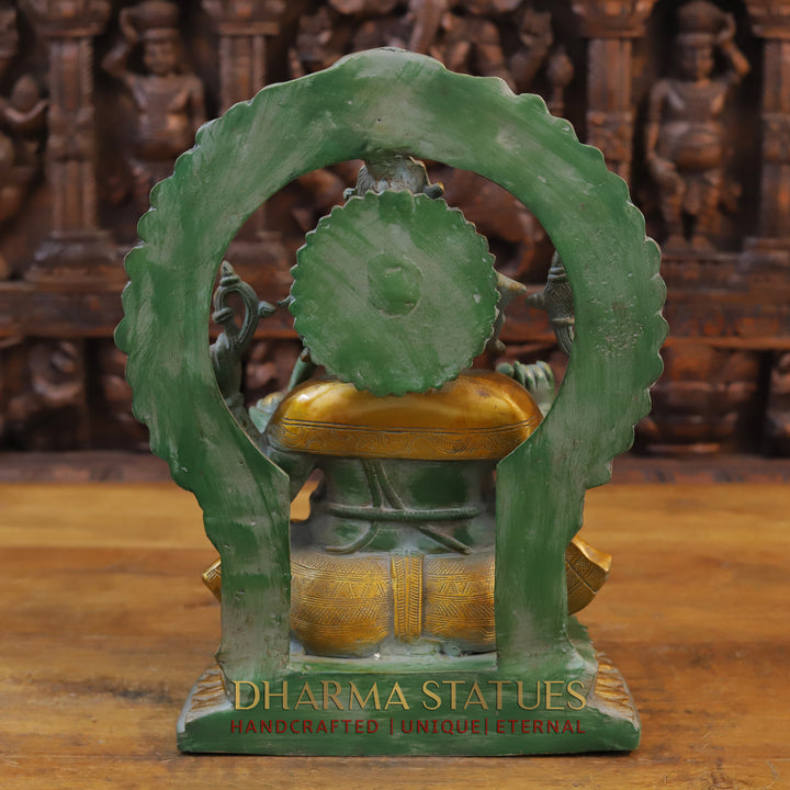 Brass Ganesh Frame, Green Patina Finish 16"