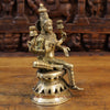 Brass Saraswati Idol, Seated on a Lotus, Fine Golden Finish 12"